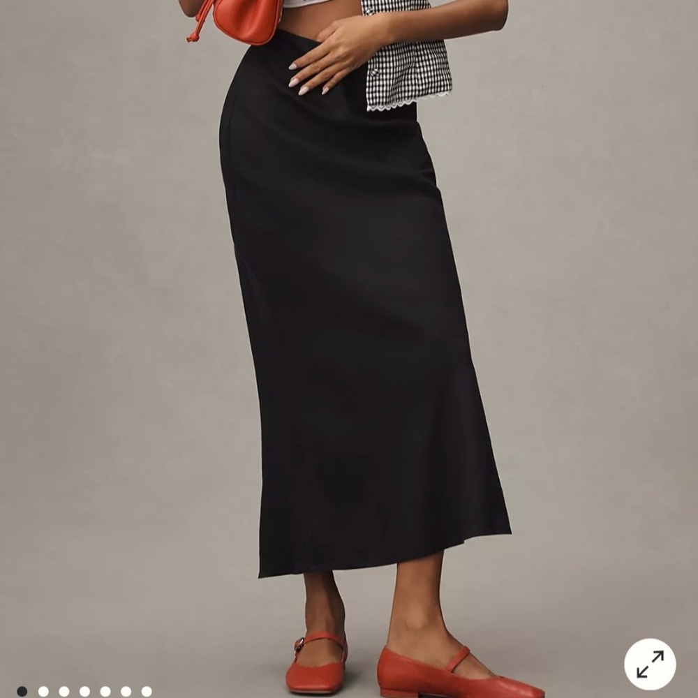 Anthropologie Elegant Black Maxi glossy Skirt